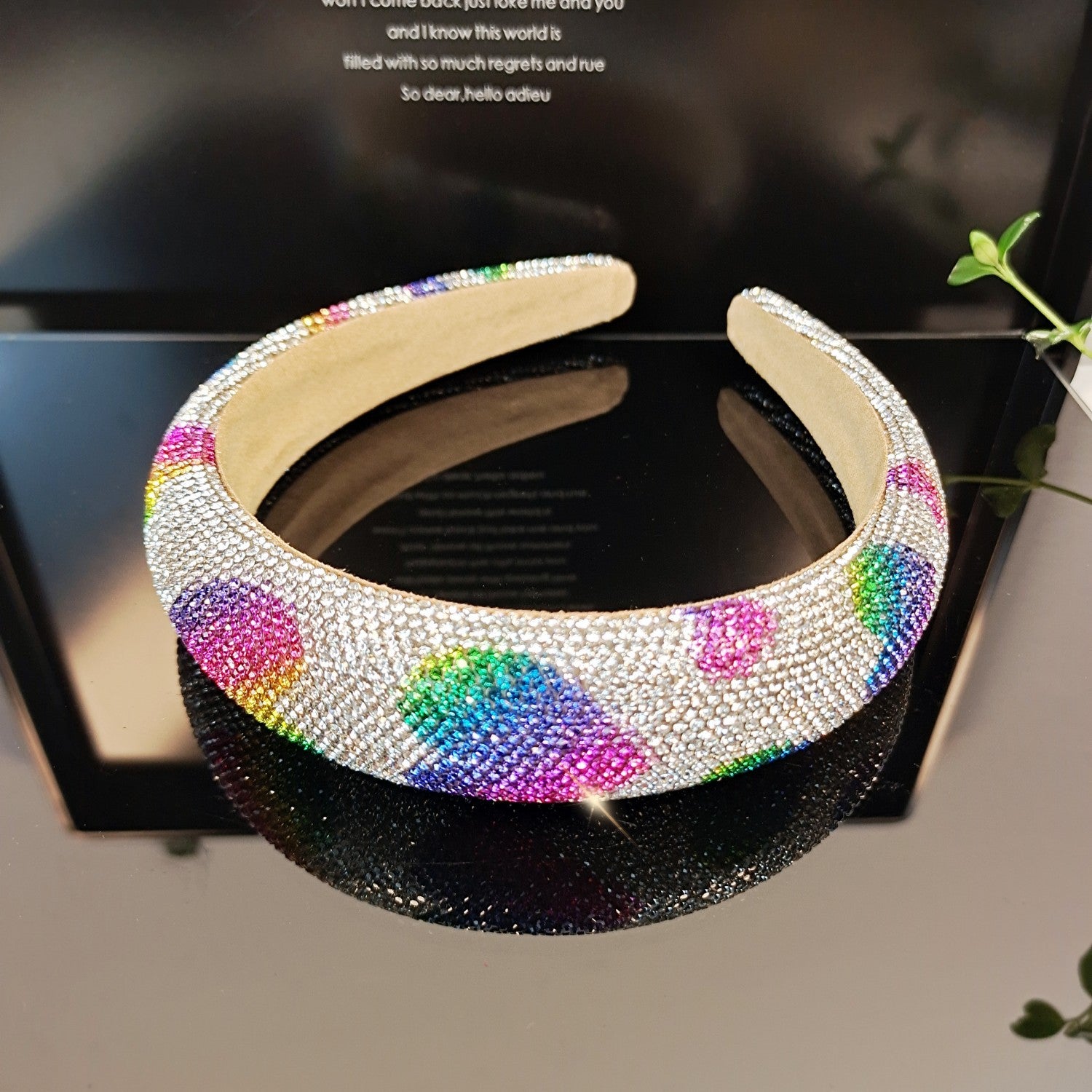 Wholesale High Skull Crown Sparkling Colored Rhinestone Headband